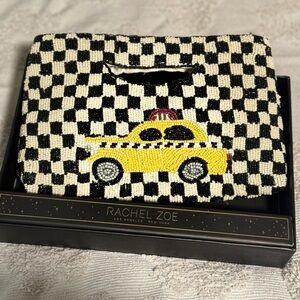 Black and White Checked Beaded Taxi Clutch